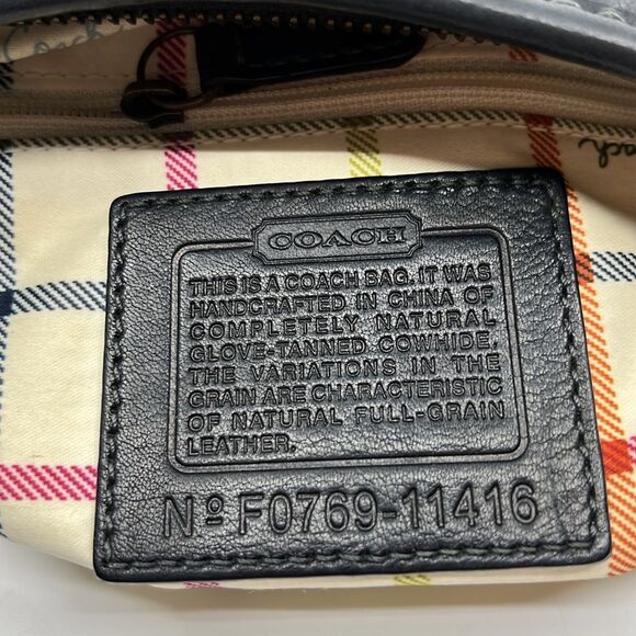 Coach Bleecker Hobo 11416 Black Glove-Tanned Leather Shoulder Bag Y2K Tattersall - Picture 12 of 17